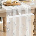 10FT White Silver Floral Leaves Gauze Table Runner - Wedding Party Decor