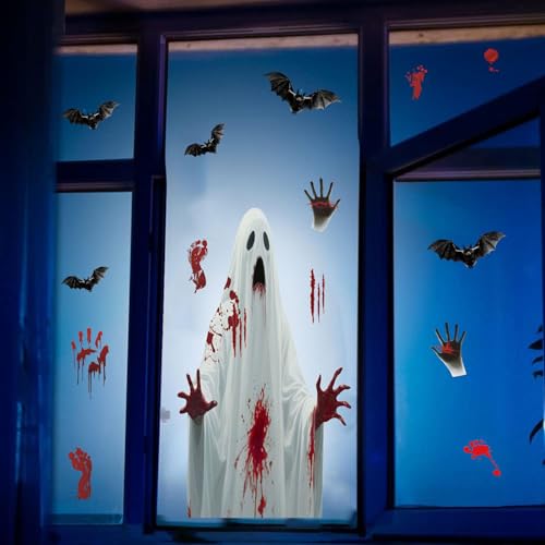 Halloween Ghost & Bat Window Stickers - Large Horror Window Clings H-w4 - DIY Home & Party Decor