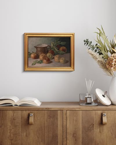 Wall Art - Vintage Gold Framed Still Life Oil Painting for Living Room, Bedroom, Kitchen - 16"L x 12"W