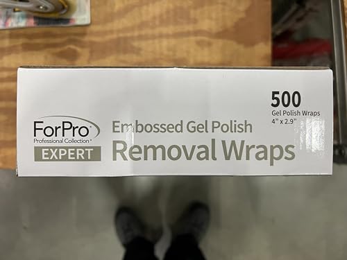 ForPro Professional Collection Expert Embossed Gel Polish Removal Wraps, Pre-Cut with Cotton Pad, Remove Gel Polish, Acrylics, & Nail Art, 4" L x 2.9" W, 500-Count