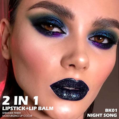 Moisturizing Glitter Finish Lipstick - Night Song BK01 by FOCALLURE