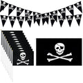 Pirate Day Party Flag Set with Skull Banner and Handheld Flags - Indoor Outdoor Decor