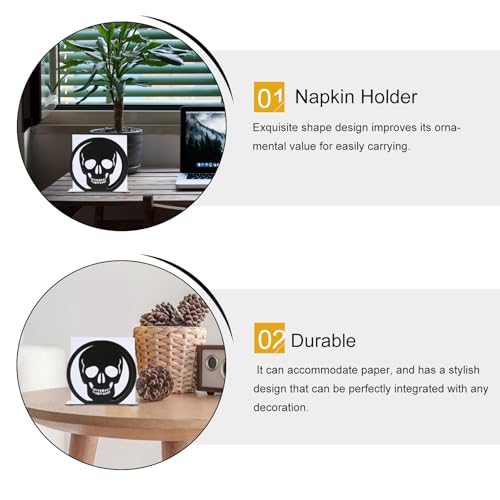 Halloween Skull Cocktail Napkin Holder Black Iron Decor for Kitchen & Party
