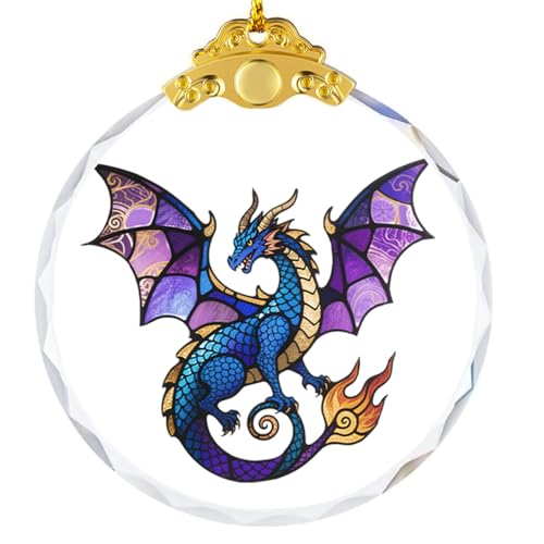 Dragon Christmas Ornaments - Aurora Violetwing Glass Holiday Decor, 2.75in