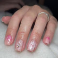 OCOUYVD Halloween Short Square Press On Nails with Heart Spider Web Rhinestones - Variation 2794