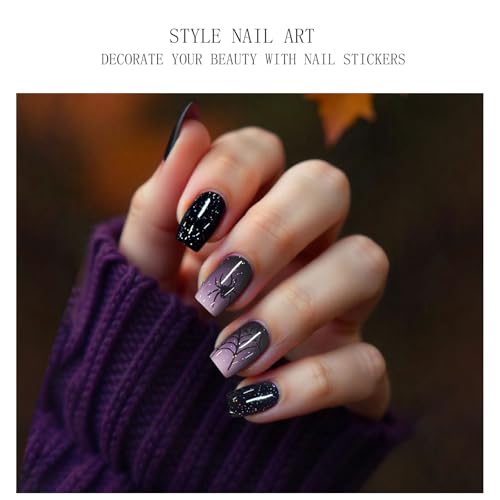 Gel Nail Art Stickers Wrap Halloween Glitter Gradient - Long Lasting & Easy to Apply