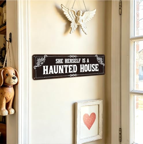 Gothic Halloween Metal Tin Sign - Spooky Witchy Home Wall Decor - House
