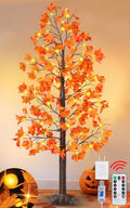 6 Ft Prelit Fall Maple Tree with 135 LED Lights, Timer & Remote Control - Indoor Outdoor Decor