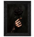 Black Framed Gothic Black Rose Canvas Wall Art 9x11in - Dark Romantic Decor