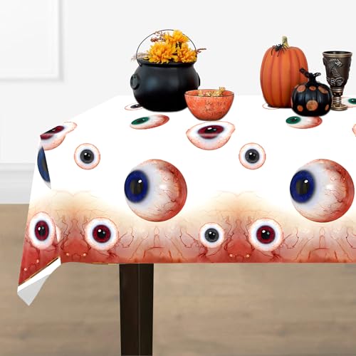 Halloween Bloodshot Eyeball Tablecloths - Disposable Party Cover, 2 Pack, 43x71in