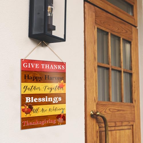 Thanksgiving Hanging Sign - Autumn Fall Rustic Wooden Wall Decor J3