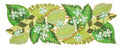 Green Leaves Hand Beaded Table Runner 13x36 Inches - Farmhouse Decor