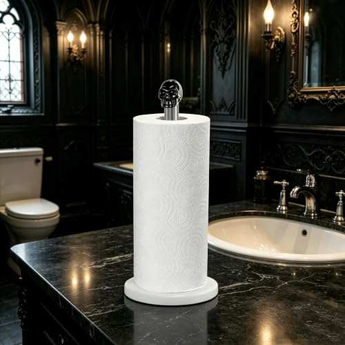 Homestia Black Skull Marble Paper Towel Holder with Adjustable Rod - Halloween Decor