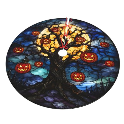 36-Inch Halloween Pumpkin Tree Skirt Fall Decor Carpet Mat for Xmas & Party