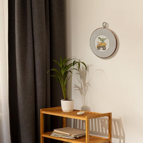 KSDUT Vintage Tyrannosaurus and Dump Truck Round Wall Art 10x10 Inches - Colour 15