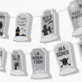 Halloween Tombstone Garland Banner - Spooky Graveyard Decoration - 15 Pieces