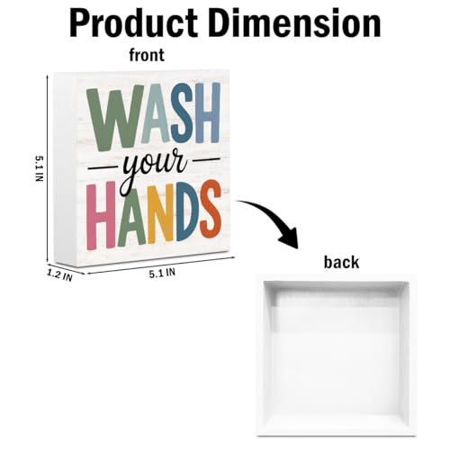 Funny Bathroom Decor Wood Box Sign - Wash Your Hands - Rustic Home Wall Art