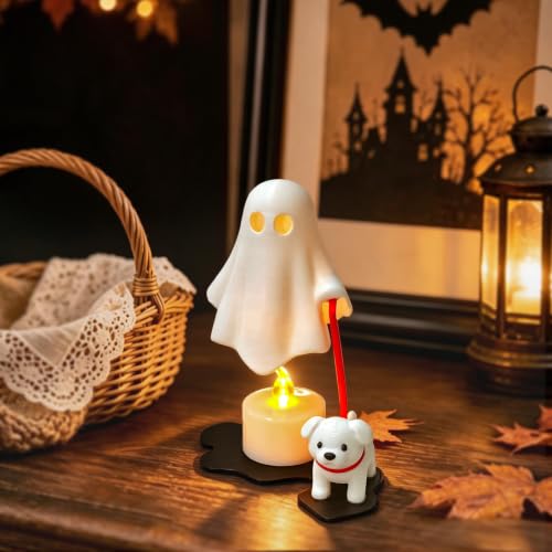 Halloween Ghost Dog Figurine Desktop Decor - Fall Party Tabletop Ornament