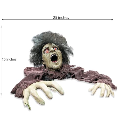 Clawing Zombie Groundbreaker Halloween Yard Decoration with LED Eyes - 10x25 Inches