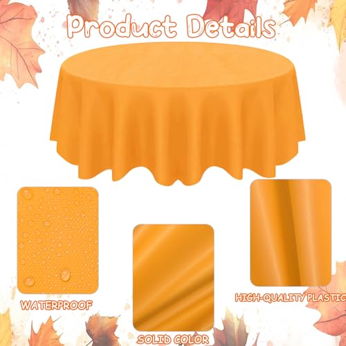 Fall Plastic Tablecloth 12 Pack - Autumn Colors Waterproof Round Table Cover - Fall-9