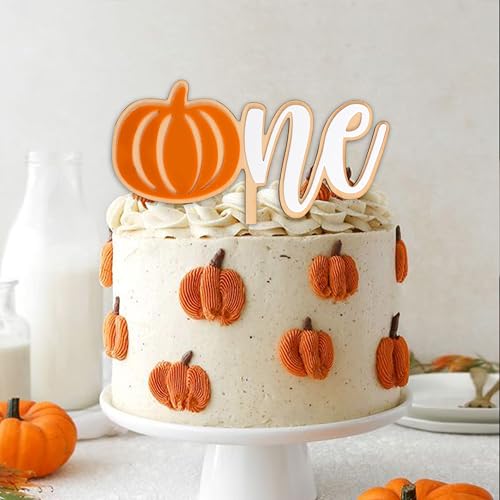 Pumpkin First Birthday Cake Topper - Wooden Pumpkin ONE Celebration Decor