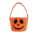 Halloween Woven Basket Candy Storage Bin with Smiley Ghost - Portable Trick or Treat Container