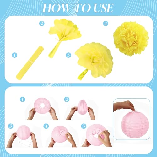 Macaron Tissue Hanging Paper Flowers Lanterns Party Decorations Set - 18 Pack