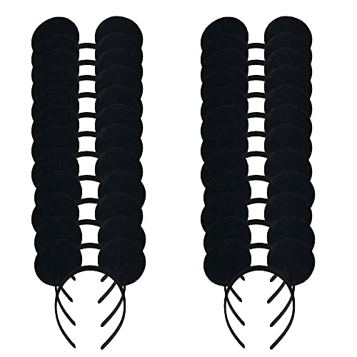 Black Mouse Costume Headband with Plush Ears & Bow - 24 Pack Kids & Adults