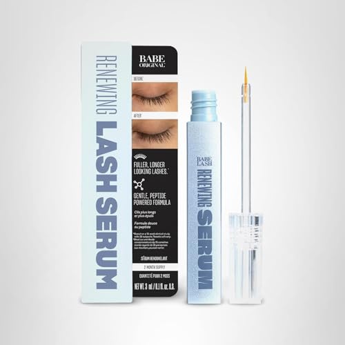 BABE ORIGINAL Renewing Lash Serum – Prostaglandin-Free, Peptide-Infused Gentle Lash Serum for Fuller, Longer-Looking Lashes, Lash Enhancing Treatment with Nourishing Botanicals, Vegan & Cruelty-Free