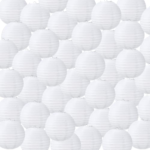 72 Pack White Paper Lanterns - 6 Inch Chinese Decor for Weddings & Parties