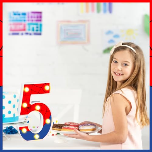 Spider Birthday Party Decoration - 5th LED Number Lights for Kids Party
