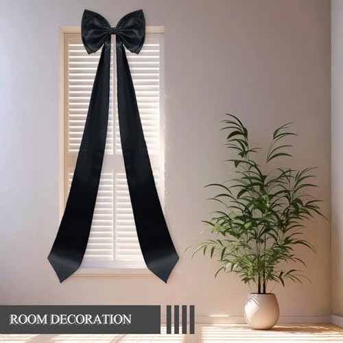 Giant Black Satin Bow Decoration - 75x18 Inch Holiday Wall & Tree Decor - Variation of THIS listing