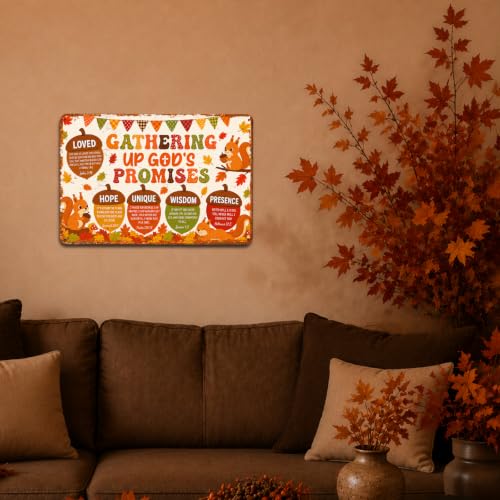 Fall Religious Metal Sign - Autumn Squirrels Wall Decor for Seasons