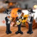 White Day of The Dead Skeleton Figurines with Mariachi Band - Halloween Decor, 3PCS, 5.5In