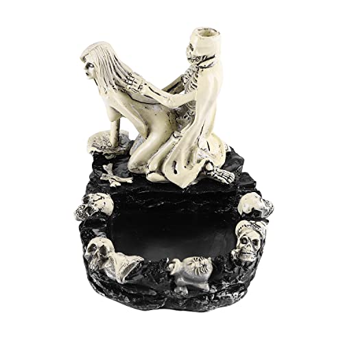 Halloween Skeleton Skull Resin Ashtray with Lid - Spooky Skull Pot Decor - Style 2