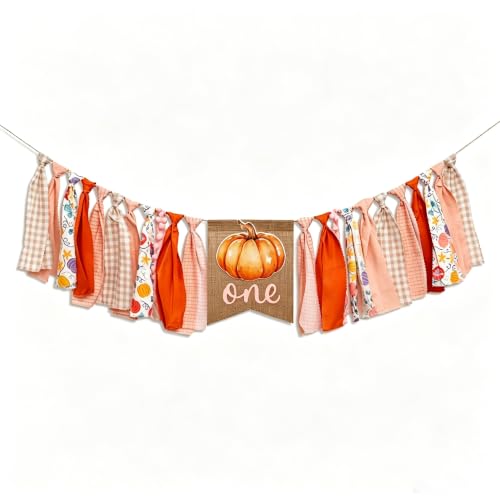 Orange Pumpkin 1st Birthday High Chair Banner - Autumn Fall Halloween Decor