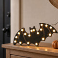 FestalMart Wooden Bat Light Up Halloween Decor - Black, Tabletop & Wall