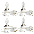 4 Pack LED Accessory Cord with C7 Bulbs - White with On/Off Switch for Holiday & Christmas Decorations