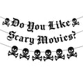 Gothic Halloween Banner & Skull Garland Set for Spooky Party Decorations
