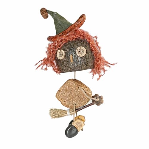 Halloween Witch Decor - Handmade Dried Fruit Shell Ornament for Fall & Halloween