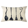 Halloween Witch Broom Throw Pillow Cover 12x20 Inch Black Home Decor