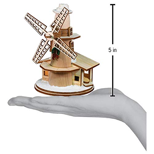 Windmill Wooden Christmas Ornament - Handcrafted Holiday Tree Decoration