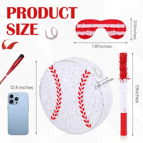 Baseball Piñata Party Supplies with Stick and Blindfold - Sports Theme Decoration