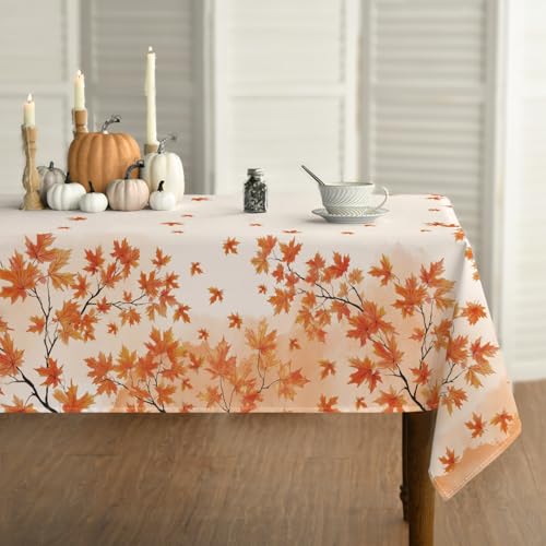 Fall Tablecloth 60 x 84 Inch Rectangular Autumn Harvest Orange