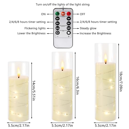 Yellow Light String 12 Pack for Flameless Candles - Battery Powered Flickering Flame