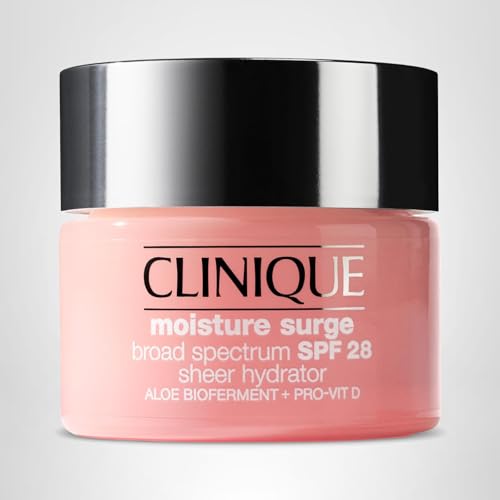 Clinique Moisture Surge Broad Spectrum SPF 28 Sheer Hydrator Face Moisturizer With Hyaluronic Acid, Aloe Bioferment + Provitamin D | Hydrating + Protecting, 1.7 Ounce