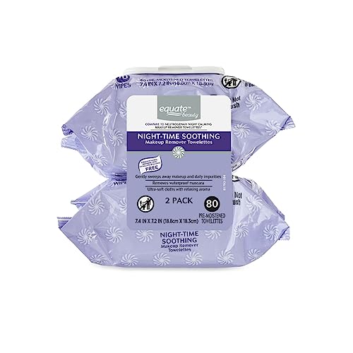 Pre-Moistened Night-Time Makeup Remover Wipes - Gentle, Hypoallergenic, 80 Count
