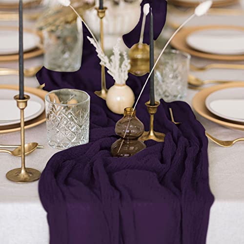 Purple Cheesecloth Table Runner 6 Pack - 35 x 10FT Rustic Gauze for Wedding & Party Decor