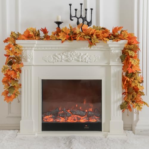 Autumn Maple Leaf Garland Set - 6 Pieces, 5.6Ft Each, Green Variation