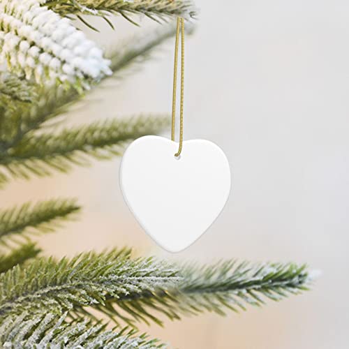 Personalized Ceramic Heart Christmas Ornament - White Holiday Tree Hanging Decor